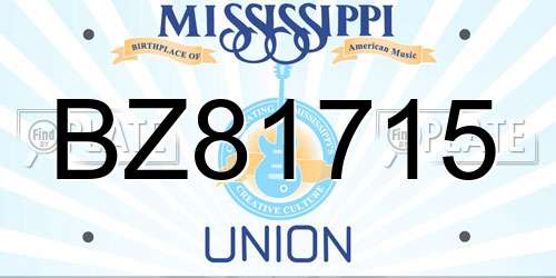 BZ81715 Mississippi License Plate