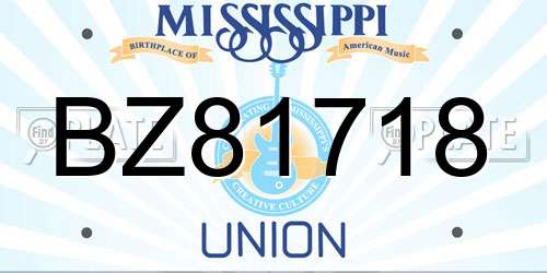 BZ81718 Mississippi License Plate