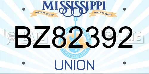 BZ82392 Mississippi License Plate