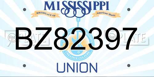 BZ82397 Mississippi License Plate
