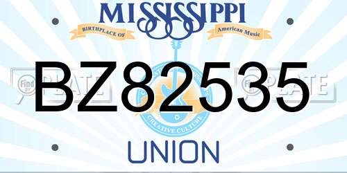 BZ82535 Mississippi License Plate