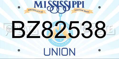 BZ82538 Mississippi License Plate