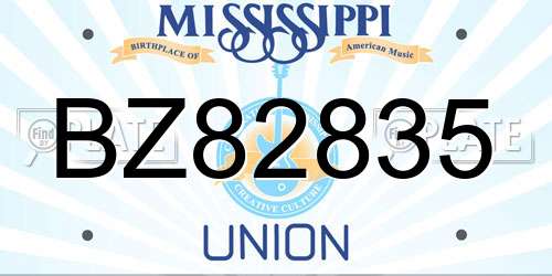 BZ82835 Mississippi License Plate