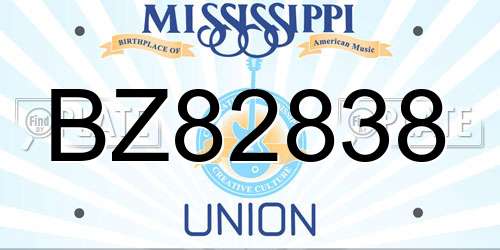 BZ82838 Mississippi License Plate