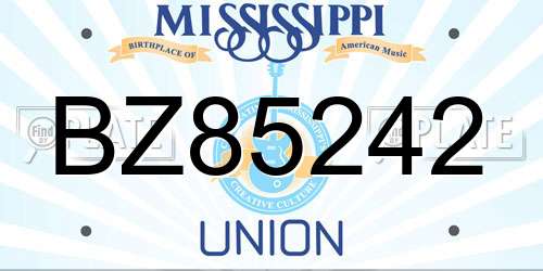 BZ85242 Mississippi License Plate