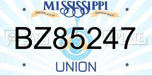 BZ85247 Mississippi License Plate