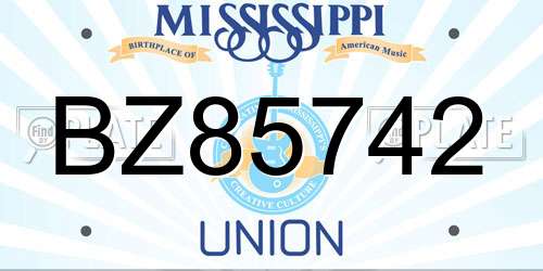 BZ85742 Mississippi License Plate