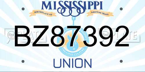 BZ87392 Mississippi License Plate