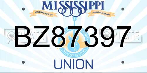 BZ87397 Mississippi License Plate