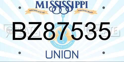 BZ87535 Mississippi License Plate