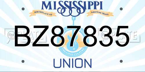 BZ87835 Mississippi License Plate