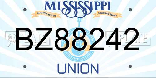BZ88242 Mississippi License Plate