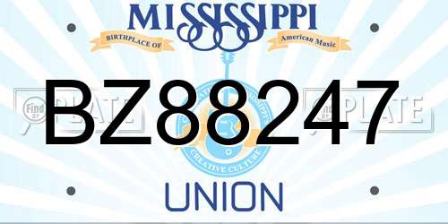 BZ88247 Mississippi License Plate