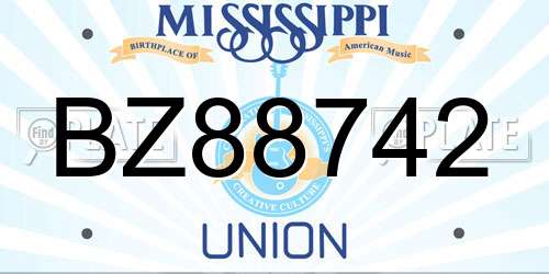 BZ88742 Mississippi License Plate