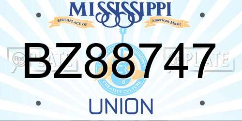 BZ88747 Mississippi License Plate