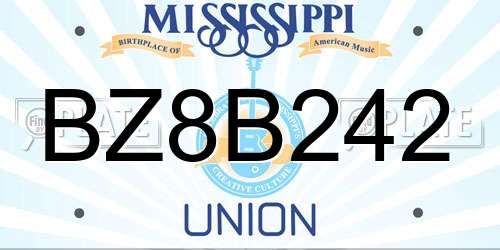 BZ8B242 Mississippi License Plate