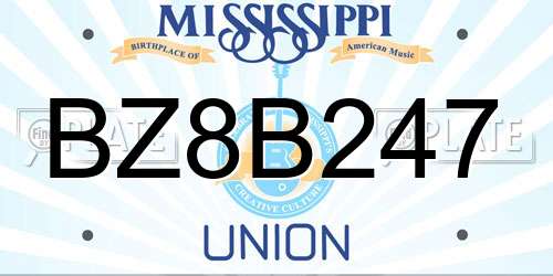 BZ8B247 Mississippi License Plate