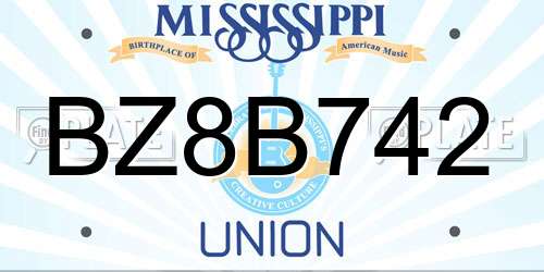 BZ8B742 Mississippi License Plate