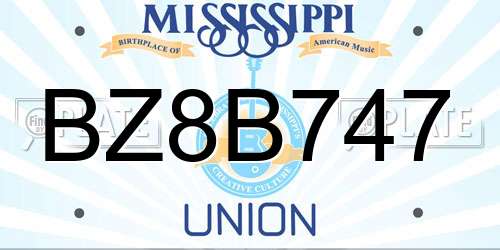 BZ8B747 Mississippi License Plate