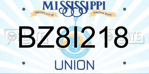 BZ8I218 Mississippi License Plate