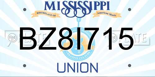 BZ8I715 Mississippi License Plate