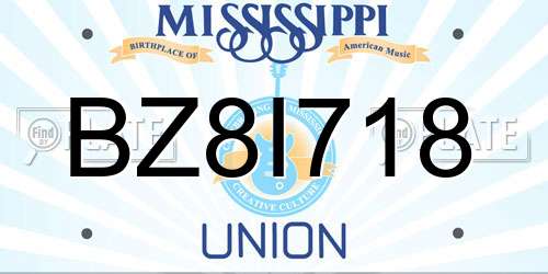 BZ8I718 Mississippi License Plate