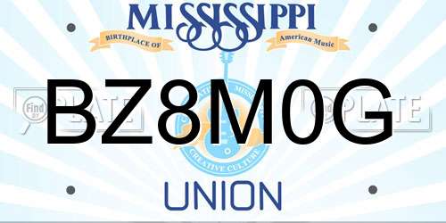 BZ8M0G Mississippi License Plate