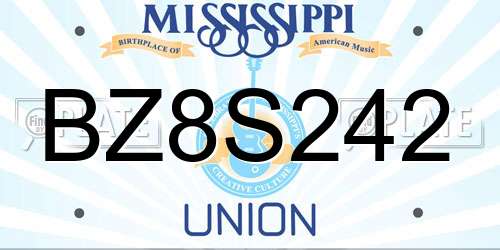BZ8S242 Mississippi License Plate