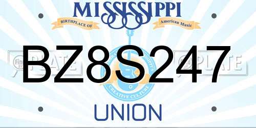 BZ8S247 Mississippi License Plate