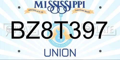 BZ8T397 Mississippi License Plate