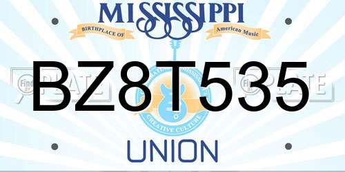 BZ8T535 Mississippi License Plate