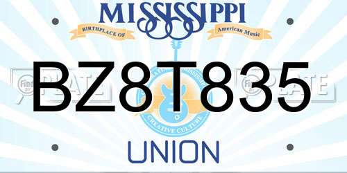BZ8T835 Mississippi License Plate