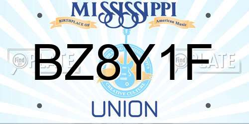BZ8Y1F Mississippi License Plate