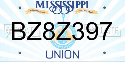 BZ8Z397 Mississippi License Plate