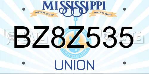 BZ8Z535 Mississippi License Plate
