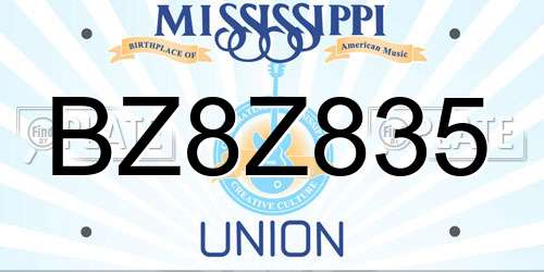 BZ8Z835 Mississippi License Plate