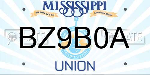 BZ9B0A Mississippi License Plate