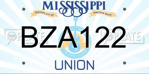 BZA122 Mississippi License Plate