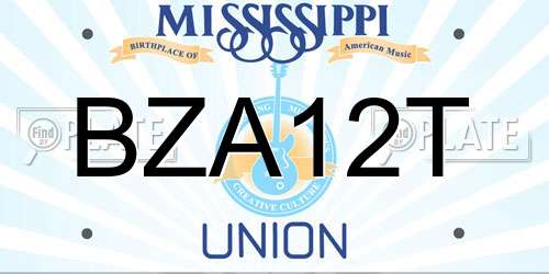 BZA12T Mississippi License Plate