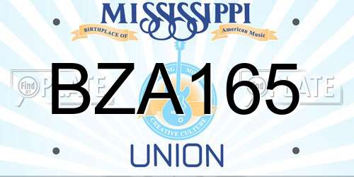 BZA165 Mississippi License Plate
