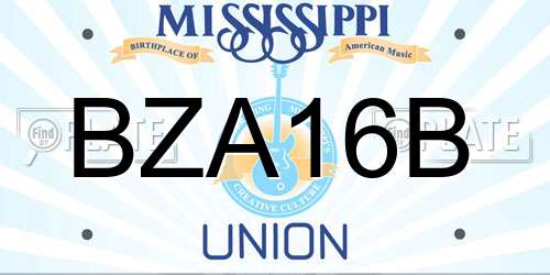 BZA16B Mississippi License Plate