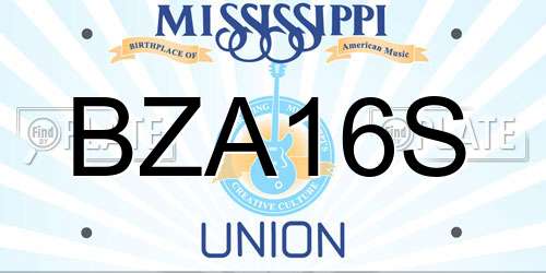 BZA16S Mississippi License Plate