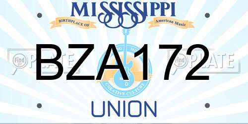 BZA172 Mississippi License Plate