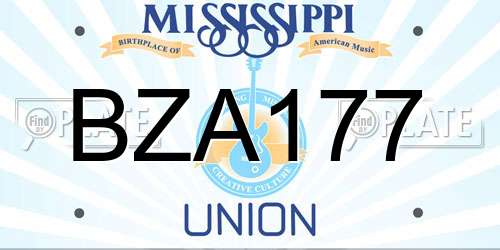 BZA177 Mississippi License Plate