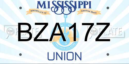 BZA17Z Mississippi License Plate