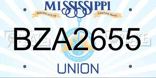 BZA2655 Mississippi License Plate