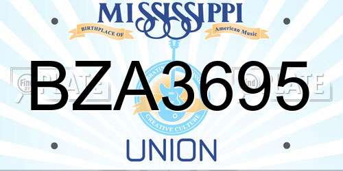 BZA3695 Mississippi License Plate