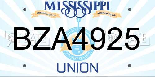BZA4925 Mississippi License Plate
