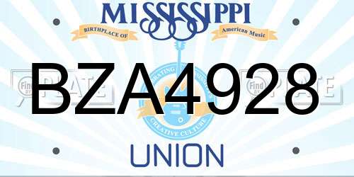 BZA4928 Mississippi License Plate