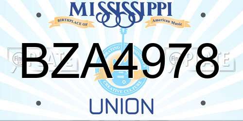 BZA4978 Mississippi License Plate